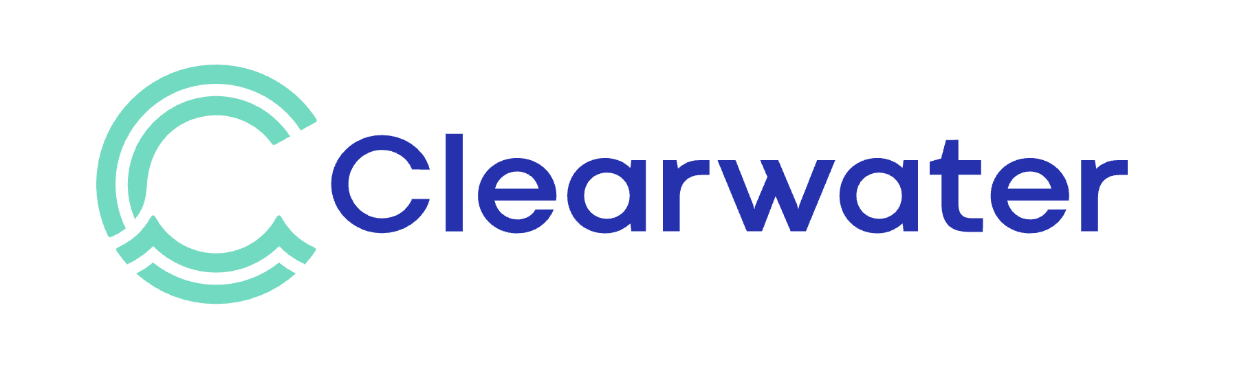 Clearwater logo featuring a teal circular design on the left and the word Clearwater in bold blue text on the right, perfect for a Healthcare Homepage or any healthcare focused platform.